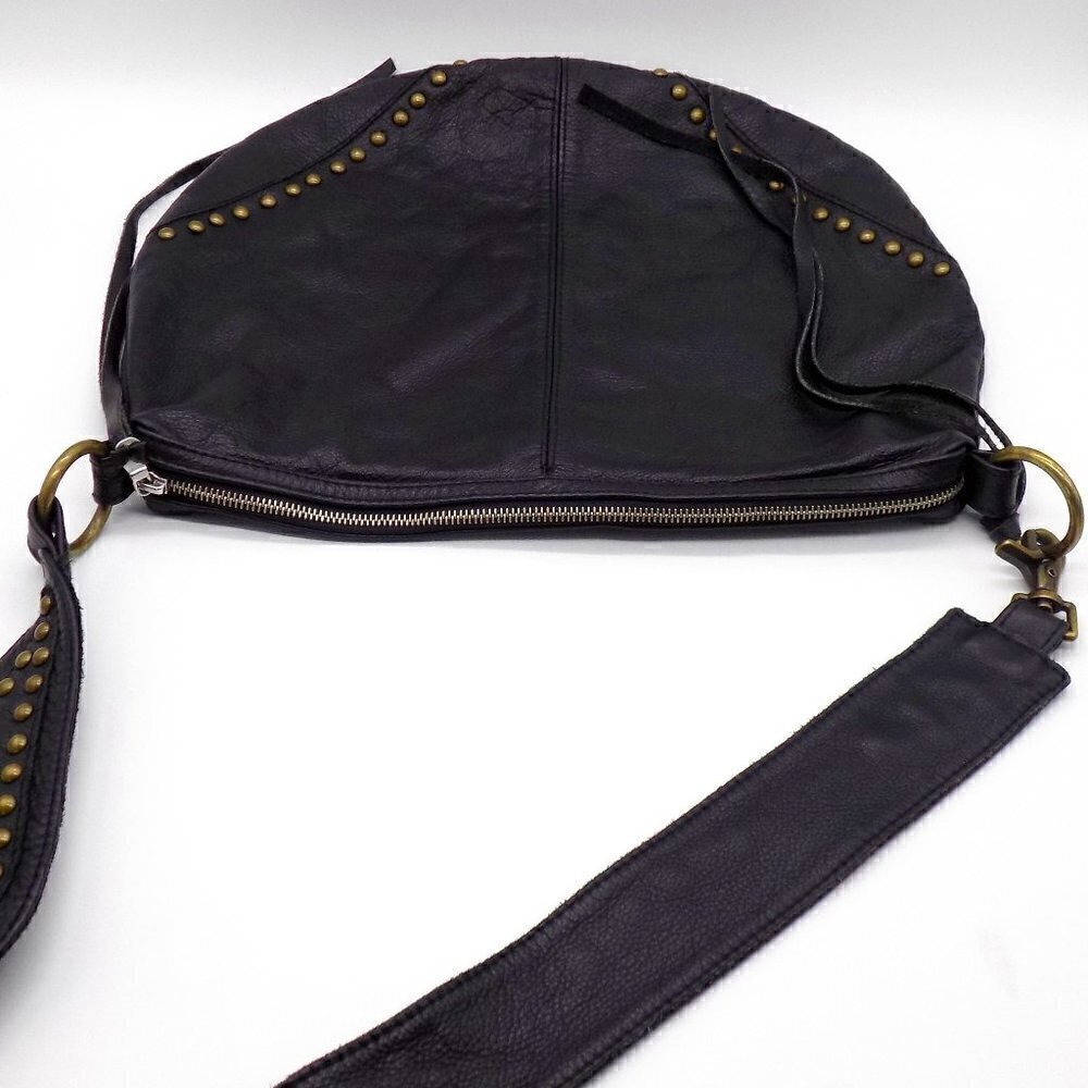 Boho Shoulder Bag Black Leather Studded Guitar Shoulder Strap Not Branded - Picture 4 of 10